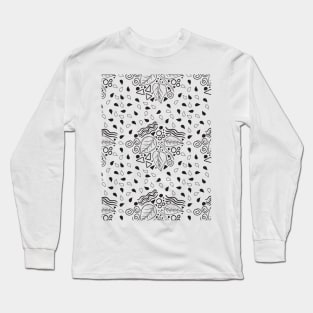 Leaf Doodle Seamless Surface Pattern Design Long Sleeve T-Shirt